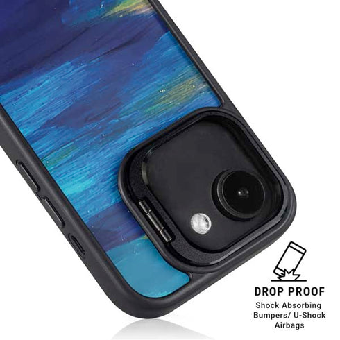 Ocean Blue Brush Stroke by Etta Vee iPhone 16e Kickstand Case