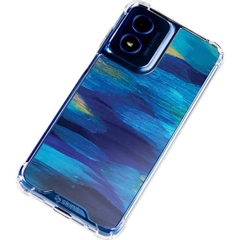 Ocean Blue Brush Stroke by Etta Vee Moto G Play 4G (2024) Clear Case