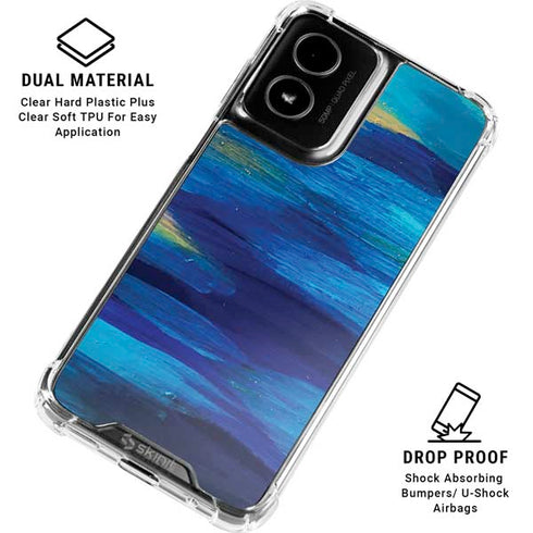 Ocean Blue Brush Stroke by Etta Vee Moto G Power 5G (2024) Clear Case