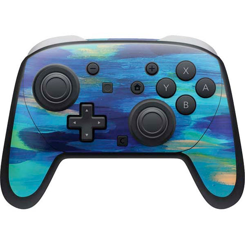 Ocean Blue Brush Stroke by Etta Vee Nintendo Switch 2 (2025) Pro Controller Skin