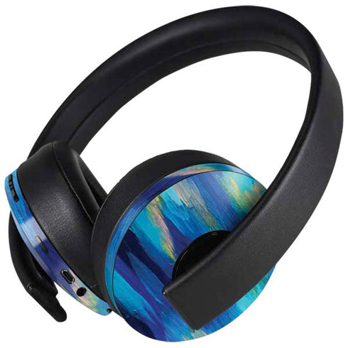 Ocean Blue Brush Stroke by Etta Vee PlayStation 4 Gold Wireless Headset Skin