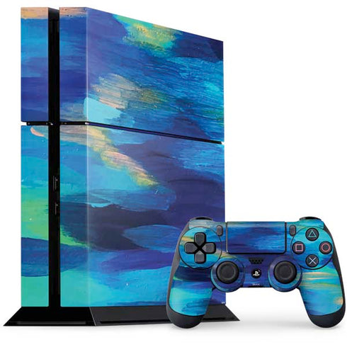 Ocean Blue Brush Stroke by Etta Vee PlayStation PS4 Skins