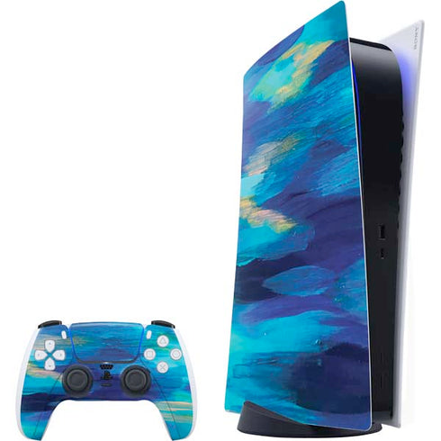 Ocean Blue Brush Stroke by Etta Vee PlayStation PS5 Skins