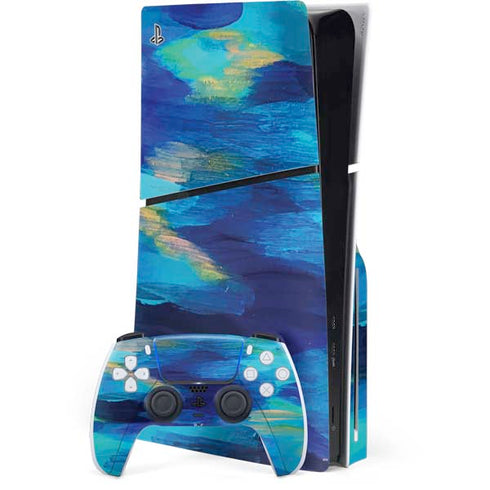 Ocean Blue Brush Stroke by Etta Vee PlayStation PS5 Skins