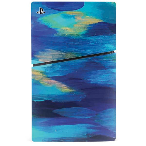 Ocean Blue Brush Stroke by Etta Vee PS5 Slim Digital Edition Console Skin