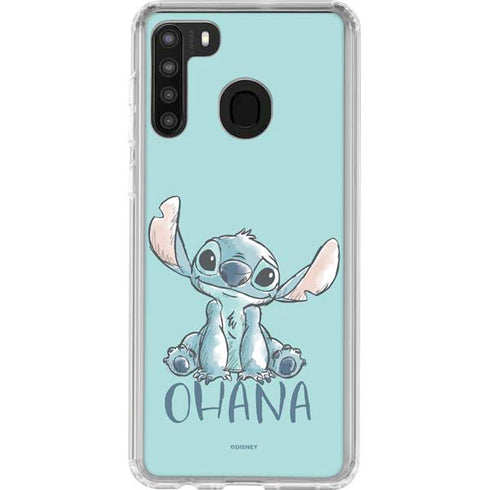 Disney Lilo and Stitch Ohana Galaxy A21 Clear Case