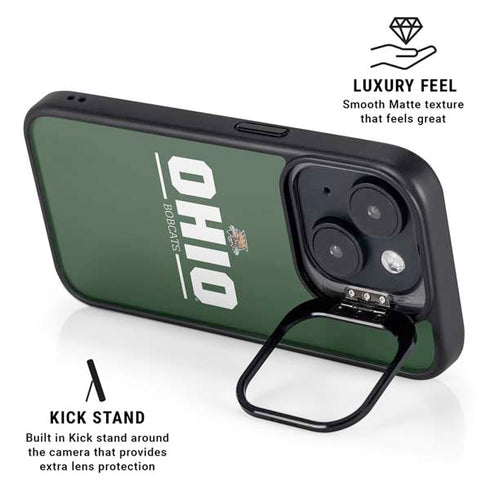Ohio University Ohio Bobcats Logo iPhone 15 Kickstand Case