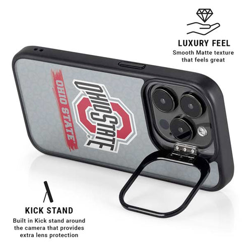 Ohio State University Distressed Logo iPhone 15 Pro Kickstand Case