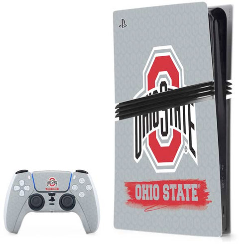 Ohio State University Distressed Logo PS5 Pro Bundle Skin