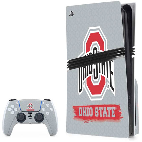 Ohio State University Distressed Logo PS5 Pro Disk Bundle Skin
