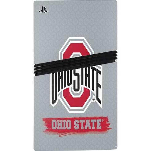 Ohio State University Distressed Logo PS5 Pro Disk Console Skin
