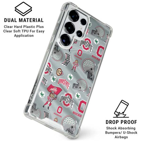 Ohio State University Pattern Galaxy S25 Ultra Clear Case