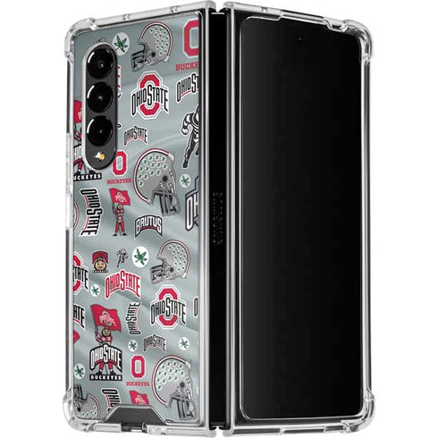 Ohio State University Pattern Galaxy Z Fold4 5G Clear Case