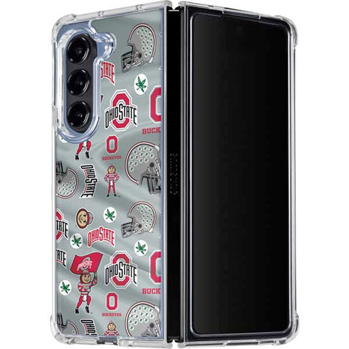 Ohio State University Pattern Galaxy Z Fold5 5G Clear Case