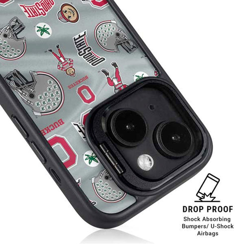 Ohio State University Pattern iPhone 14 Kickstand Case