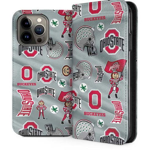 Ohio State University Pattern iPhone 14 Pro Max Folio Case