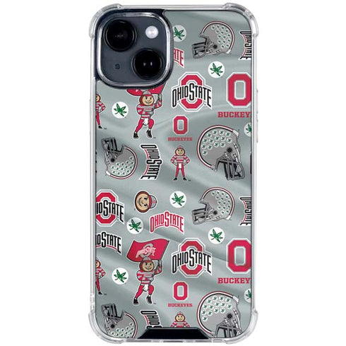 Ohio State University Pattern iPhone 15 Plus Clear Case