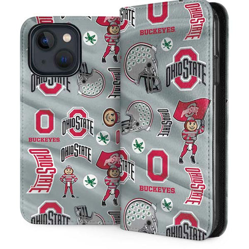 Ohio State University Pattern iPhone 15 Plus Folio Case