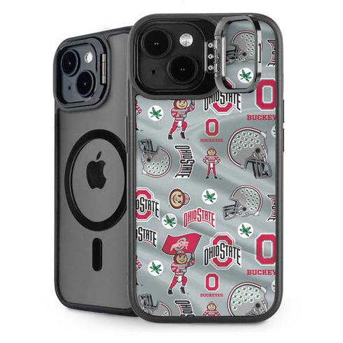 Ohio State University Pattern iPhone 15 Plus Kickstand Case