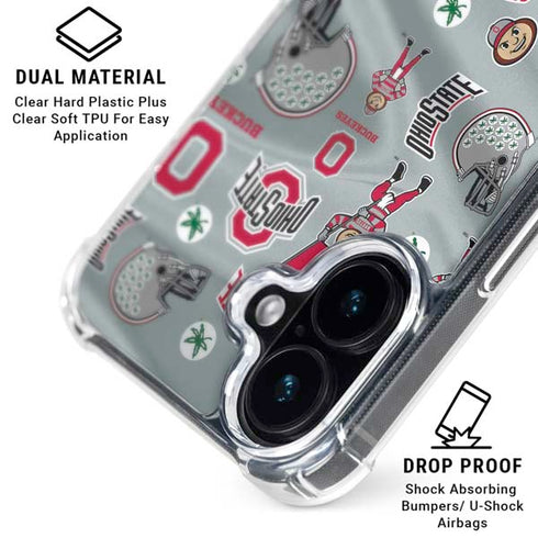 Ohio State University Pattern iPhone 16 Clear Case