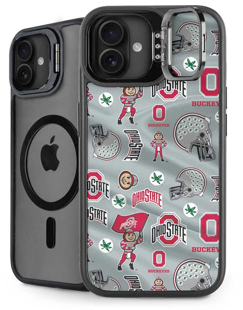 Ohio State University Pattern iPhone 16 Plus Kickstand Case