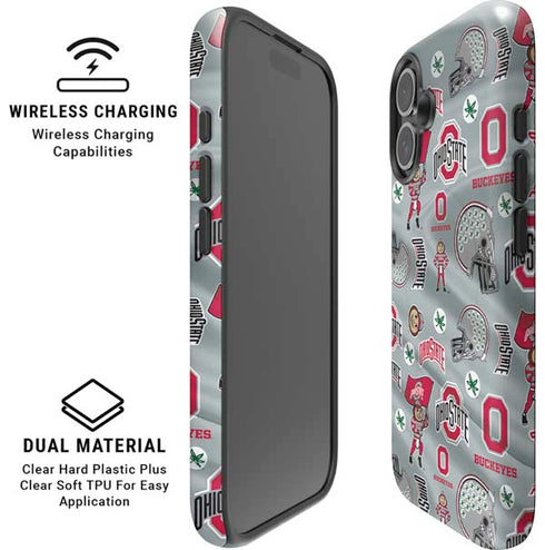 Ohio State University Pattern iPhone 16 Plus Magsafe Impact Case