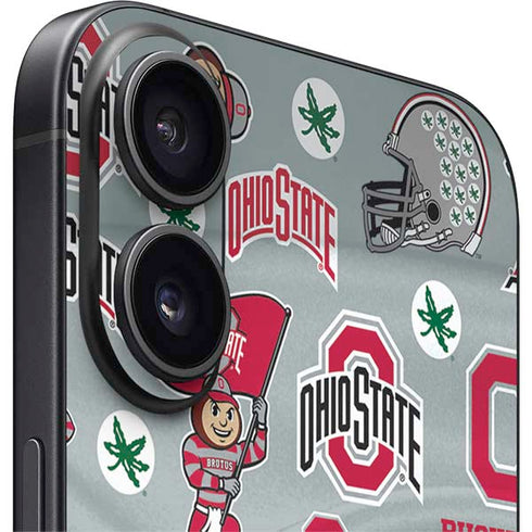 Ohio State University Pattern iPhone 16 Plus Skin