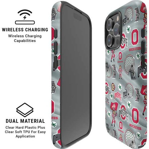 Ohio State University Pattern iPhone 16 Pro Max Magsafe Impact Case