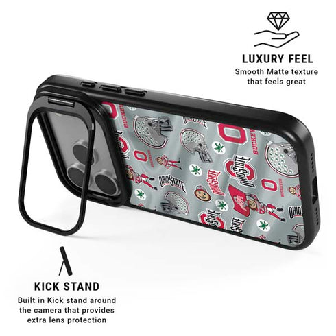 Ohio State University Pattern iPhone 17 Pro Kickstand Case