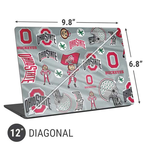 Ohio State University Pattern Universal Laptop 12in (9.8 x 6.8in) Skin