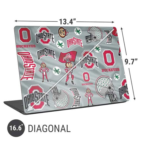 Ohio State University Pattern Universal Laptop 16.6in (13.4 x 9.7in) Skin