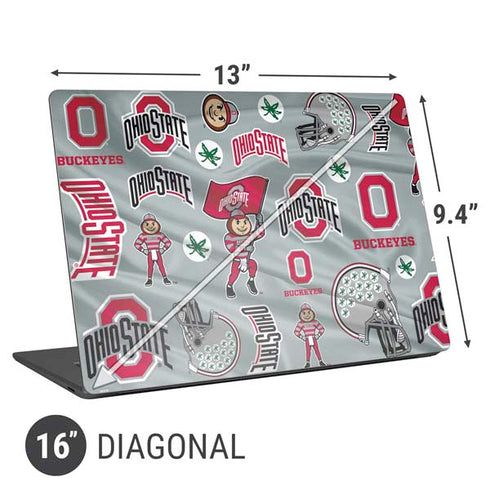 Ohio State University Pattern Universal Laptop 16in (13 x 9.4in) Skin