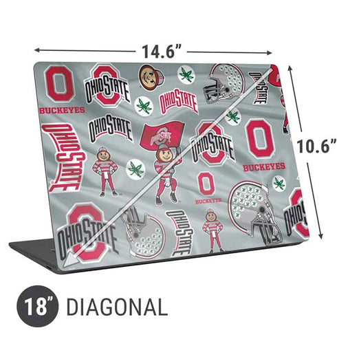 Ohio State University Pattern Universal Laptop 18in (14.6 x 10.6in) Skin