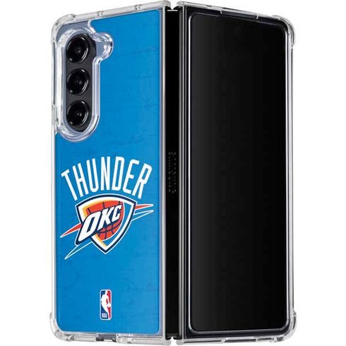 NBA OKC Thunder Distressed Galaxy Z Fold5 5G Clear Case