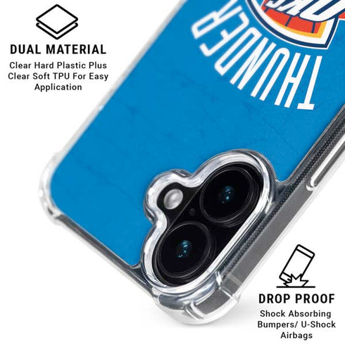 NBA OKC Thunder Distressed iPhone 16 Clear Case