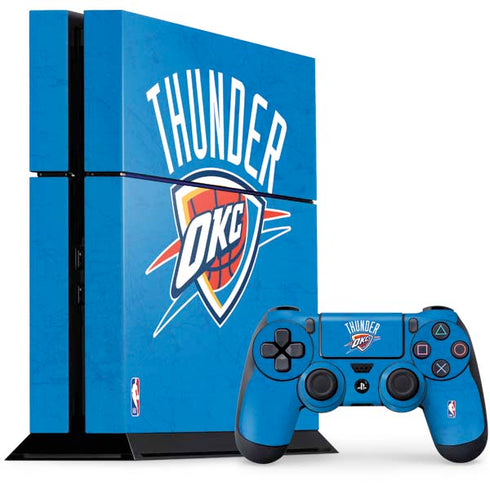 NBA OKC Thunder Distressed PS4 Console and Controller Bundle Skin