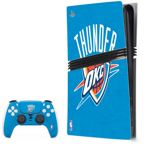 NBA OKC Thunder Distressed PS5 Pro Bundle Skin