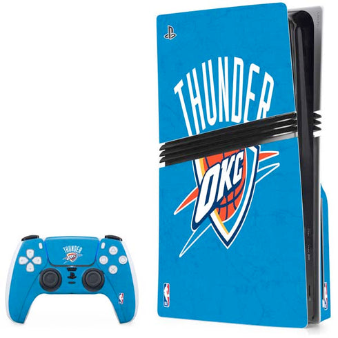 NBA OKC Thunder Distressed PS5 Pro Disk Bundle Skin