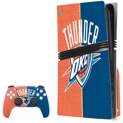NBA OKC Thunder Split PS5 Pro Disk Bundle Skin