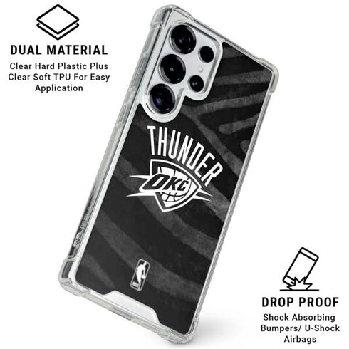 NBA Oklahoma City Thunder Black Animal Print Galaxy S25 Ultra Clear Case