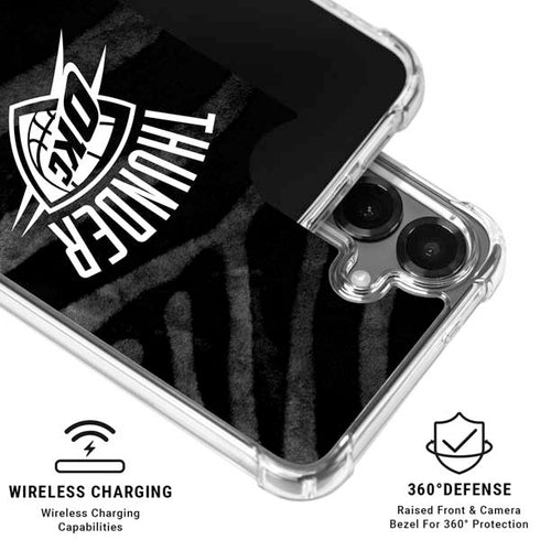 NBA Oklahoma City Thunder Black Animal Print Galaxy S26 Plus Clear Case
