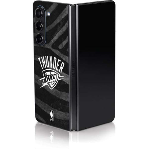 NBA Oklahoma City Thunder Black Animal Print Galaxy Z Fold5 5G Skin