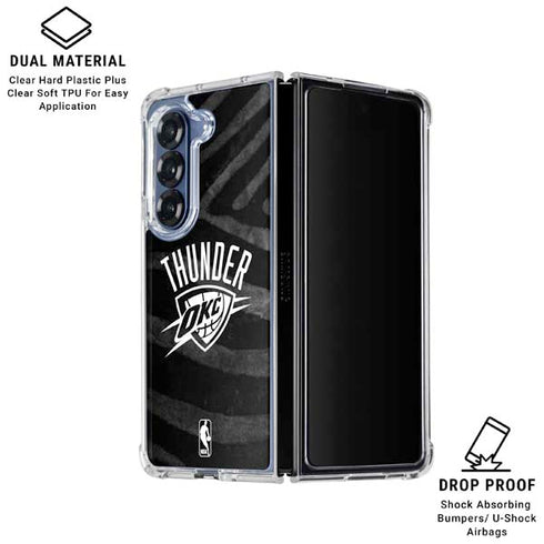 NBA Oklahoma City Thunder Black Animal Print Galaxy Z Fold6 Clear Case