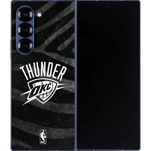 NBA Oklahoma City Thunder Black Animal Print Galaxy Z Fold6 Skin