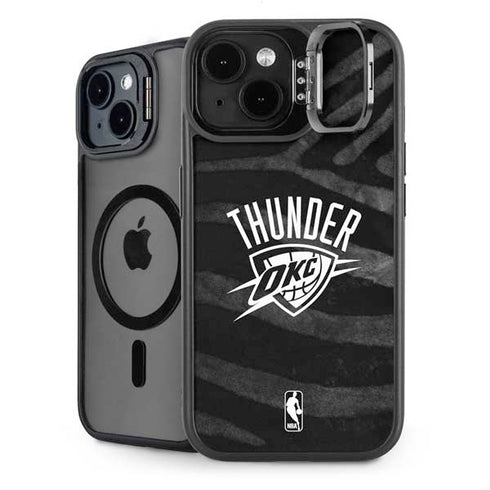 NBA Oklahoma City Thunder Black Animal Print iPhone 15 Plus Kickstand Case