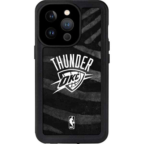 NBA Oklahoma City Thunder Black Animal Print iPhone 15 Pro Waterproof Case