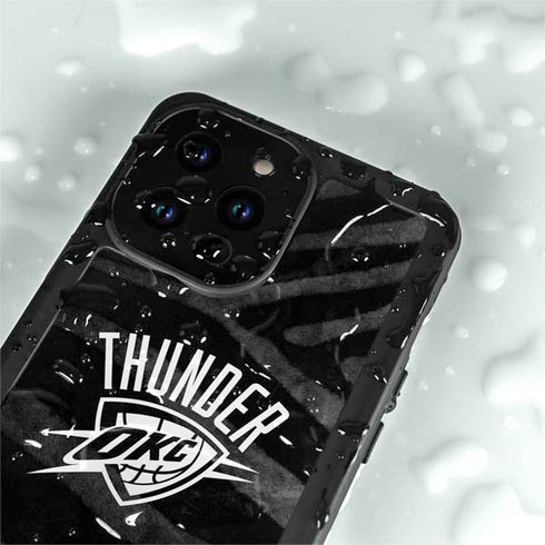 NBA Oklahoma City Thunder Black Animal Print iPhone 15 Pro Waterproof Case