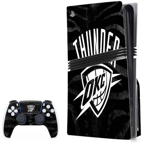 NBA Oklahoma City Thunder Black Animal Print PS5 Pro Disk Bundle Skin