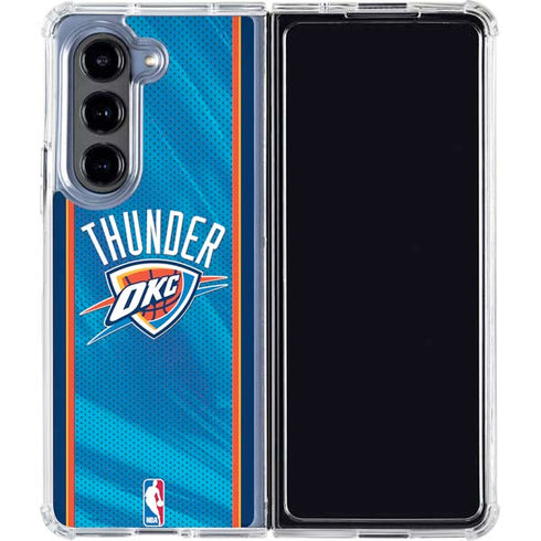 NBA Oklahoma City Thunder Blue Jersey Galaxy Z Fold5 5G Clear Case