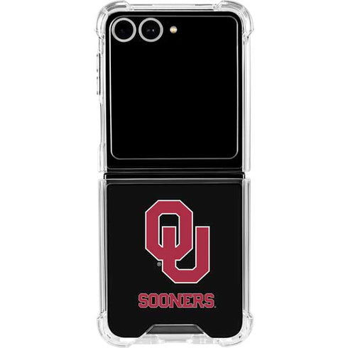 University of Oklahoma Sooners Black Galaxy Z Flip7 Clear Case
